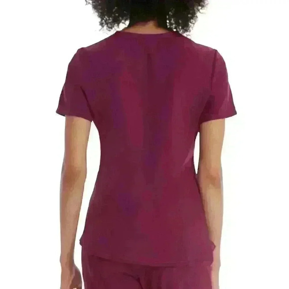 NWT Scrubstar Womens V-Neck Active Scrub Top Ultra Soft Size L Three Pocket Plum - Picture 4 of 8